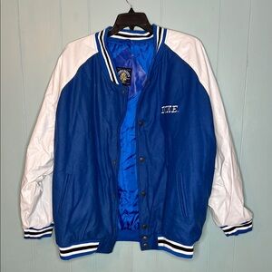 Steve & Barry's Varsity Bomber Jacket in Blue and White